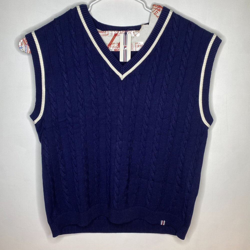Fila Baseline Cable Knit Sweater Vest Navy Blue New Men's Size XL MSRP $130